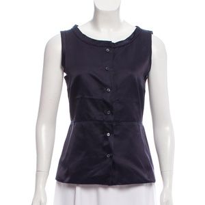 JIL SANDER NAVY Silk Sleeveless Blouse